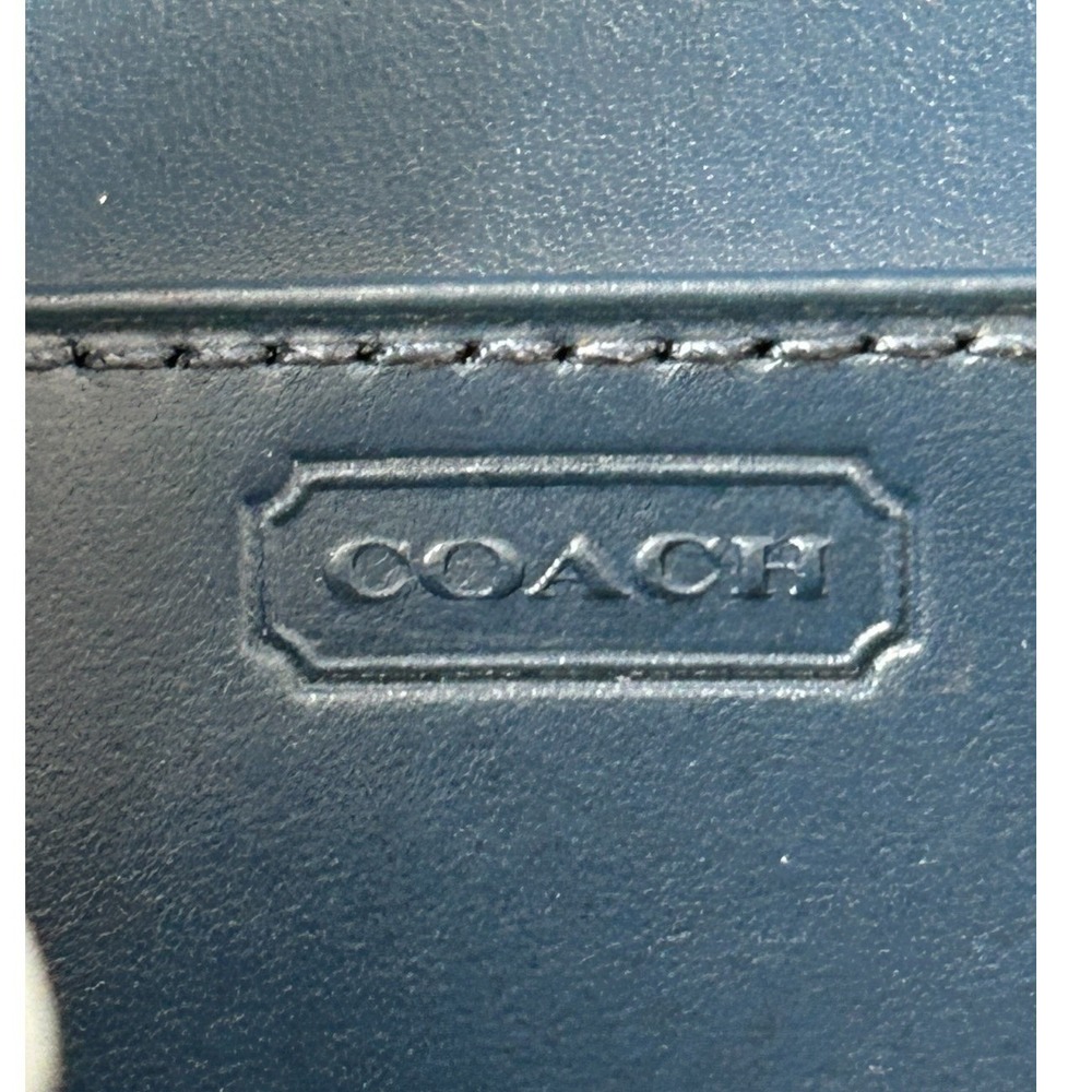 Vintage Coach Hamptons Navy Blue Suede Buckle Slim Envelope Wallet Y2K - Picture 6 of 9